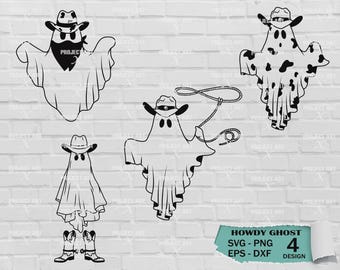 Howdy Ghost svg, Western ghost svg, Boo Haw svg, Stay spooky svg, Country Halloween svg, Cowboy boots svg, Cow print сowboy hat svg