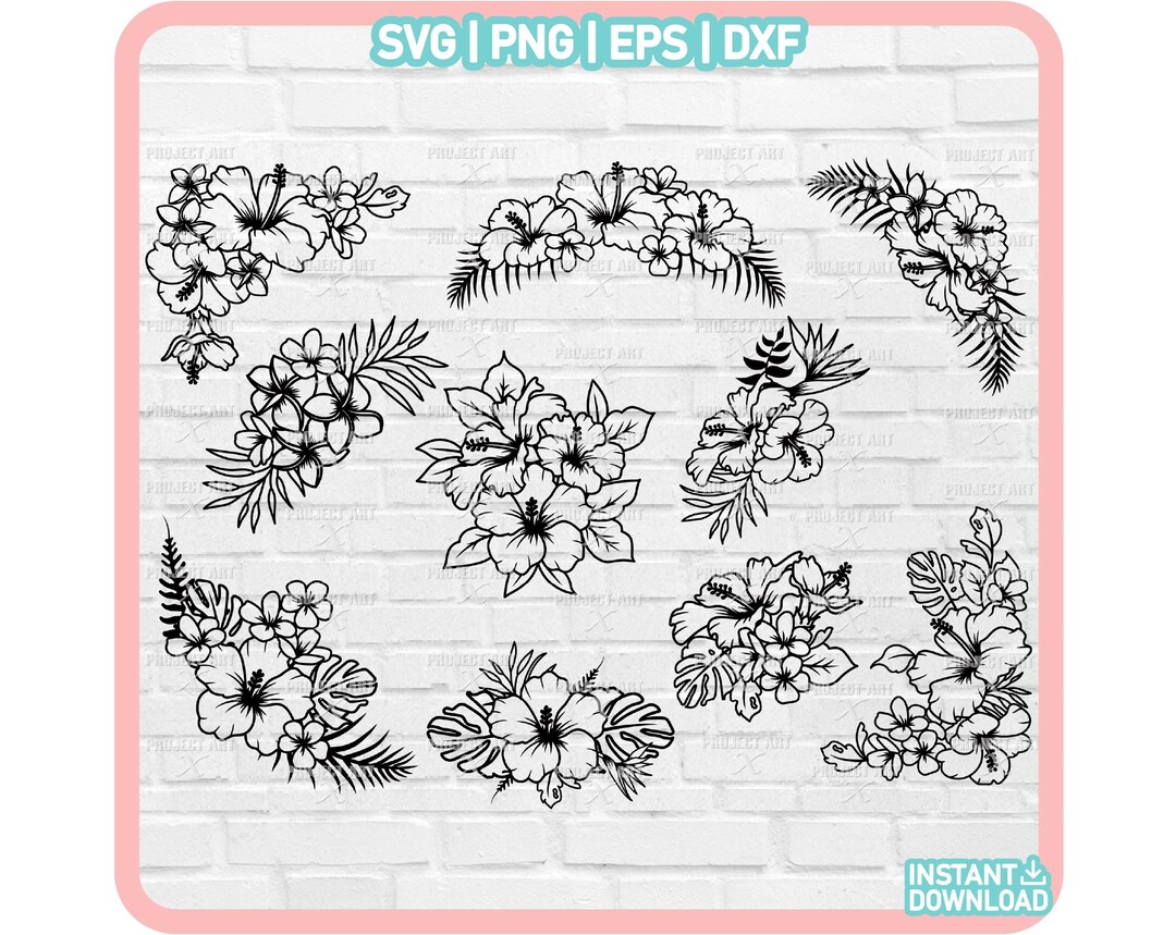 Tropical Flowers Svg,tropical Bundle SVG Cut File,hibiscus Svg,tropical ...