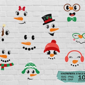 Snowman Faces Svg, Snowman Svg, Snowman Clipart, Christmas Svg, Snowman Cut File, Snowman Cricu,t Christmas Cut File, Cricut Printable