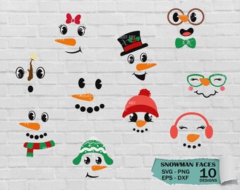 Caras de muñeco de nieve Svg, Muñeco de nieve Svg, Clipart de muñeco de nieve, Svg de Navidad, Archivo de corte de muñeco de nieve, Muñeco de nieve Cricut, Archivo de corte de Navidad, Imprimible de Cricut