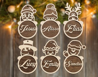 Christmas Ornament Svg Bundle Laser Cut File, Christmas Ornament With Name Svg, Custom Glowforge Files , Christmas Tree Decoration SVG Files