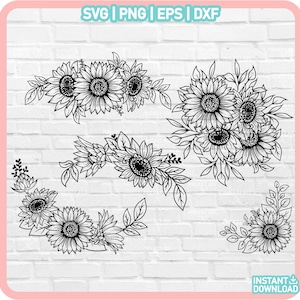 Fichiers SVG tournesol, bordure florale SVG, svg tournesol, fichiers SVG floraux, fichier coupe fleur, bordure fleurie, fichier svg fleur, fichier coupe floral