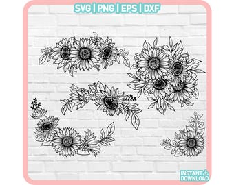 Sunflower SVG Files, Flower Border SVG, Sunflower svg, Floral SVG files, Flower cut file, Flower Border, Flower svg file, Floral Cut file
