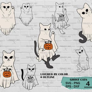 Сute ghost cat svg, Halloween Svg, Cat Svg, Boo svg, Ghosts svg, Ghost Silhouette, Ghost kitten clipart, Spooky cats Svg, Ghost cat SVG