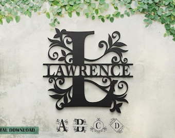 Split Regal Monogramm Alphabet Buchstaben Laser Cut Dateien Digitaler Download Alphabet aufgeteilt Monogramm Split Buchstabe Monogramme wirbelt Monogramm Buchstabe