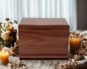 Handmade Solid Walnut Wood Cremation Urn with Single Beaded Bottom - Made to Order