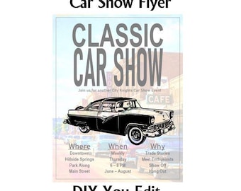 Classic DIY Car Show Flyer Template (MS Word & PDF) #carshowflyer
