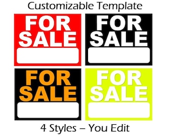 Make It Your Own DIY 'For Sale' Sign Template, Customizable Car Show Signs (PDF & Word) #forsalesign
