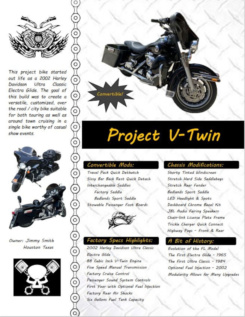 Motorcycle Build Sheet Template Bundle, Custom Bike Fact Sheet (MS Word ...
