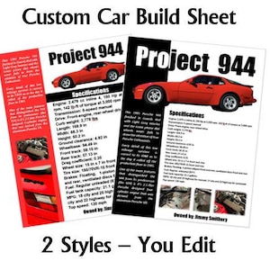 Sjabloon autobouwplaat weergeven, MS Word- en pdf-indeling, afbeeldingen, feiten en informatie over je build of gepersonaliseerd garagedecor weergeven