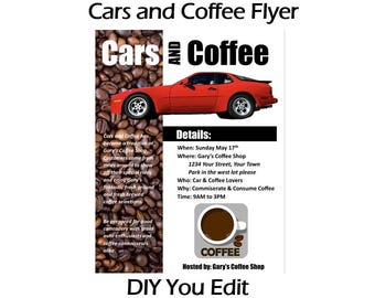 Attract the Connoisseur Cars and Coffee Event Flyer Template (MS Word & PDF) #carsandcoffee
