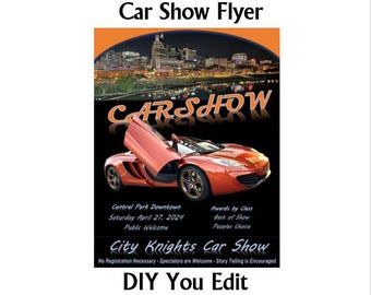 Cityscape DIY Car Show Flyer Template (MS Word & PDF) #carshowflyer