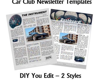 Make a Statement Car Club Newsletter Template Bundle, DIY, Two Styles (MS Word & PDF) #newsletter