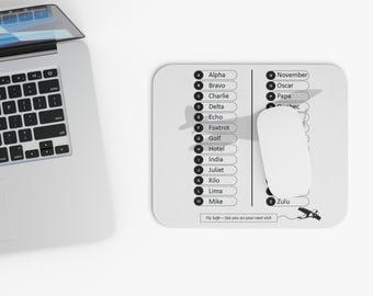 NATO Phonetic Alphabet Mouse Pad | Aviation Silhouette Desk Mat #aviator