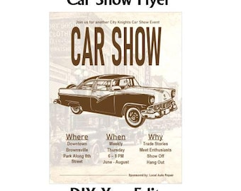 Vintage DIY Car Show Flyer Template (MS Word & PDF) #carshowflyer