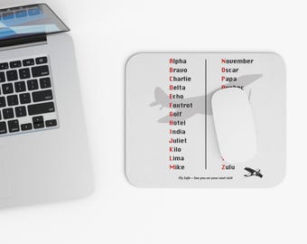 NATO Phonetic Alphabet Mouse Pad | Aviation Silhouette Desk Mat #aviator