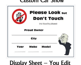View from Afar Car Show Window Card, Please Look but Don't Touch Display Sheet Template, Editable MS Word & PDF, #showcarwindowcard