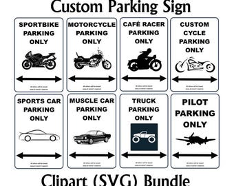 Fun Vehicle Parking Only Clipart Images, SVG Files (Digital Download) #clipart