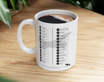 11oz NATO Alphabet Mug | Aviator Coffee Ceramic Mug #aviator