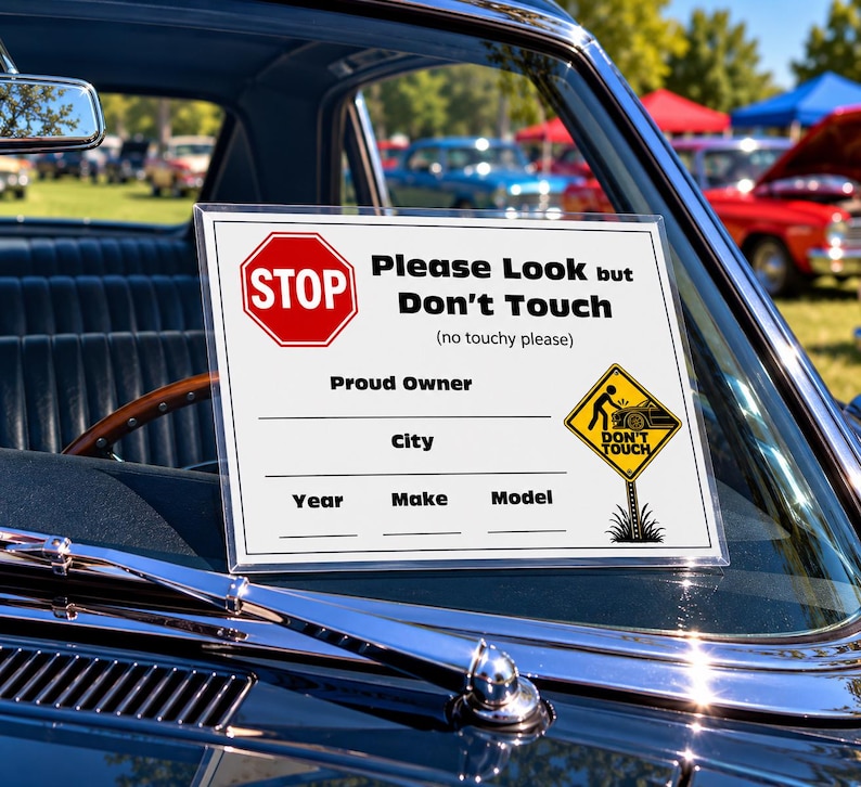 Stop Sign Template Editable STOP Car Show Window Card, Please Look but Don't Touch Display Sheet ...