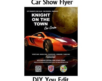 Night Cruise DIY Car Cruise Flyer Template (MS Word & PDF) #carcruiseflyer