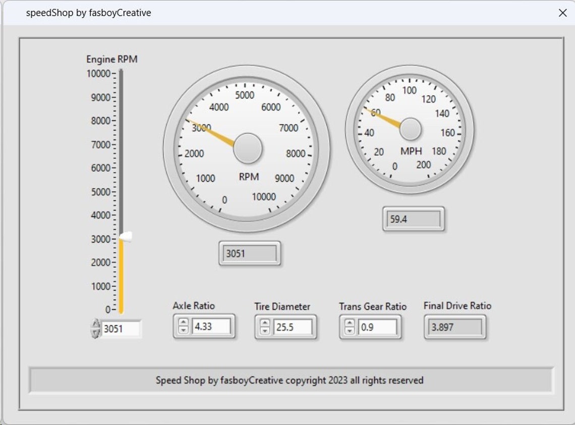 Vehicle Speed Simulator Software for Window10 and Later