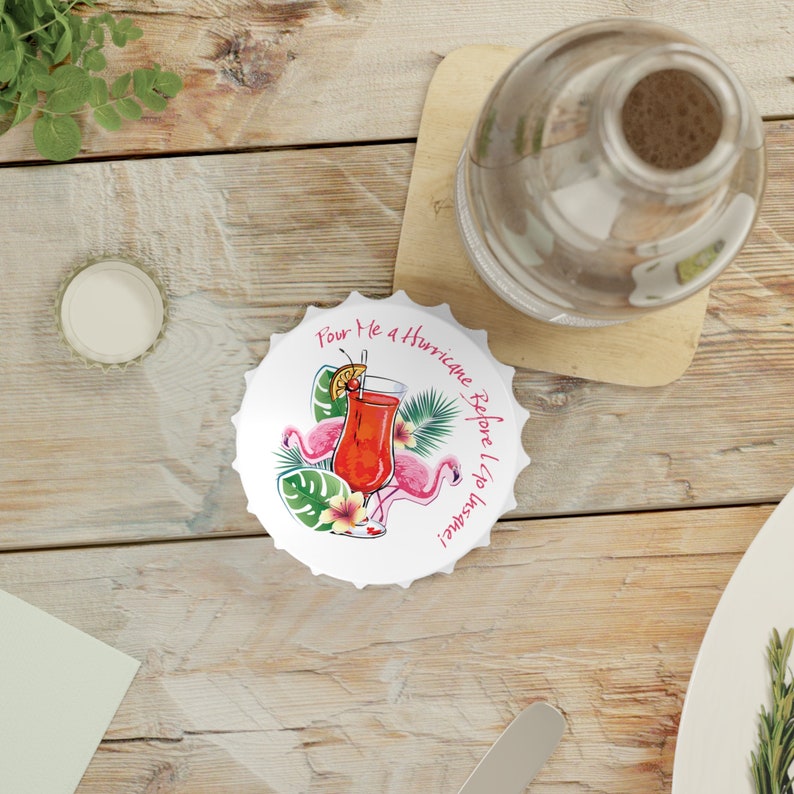 Jimmy Buffett Fan Bottle Opener, Pour Me a Hurricane, Margaritaville