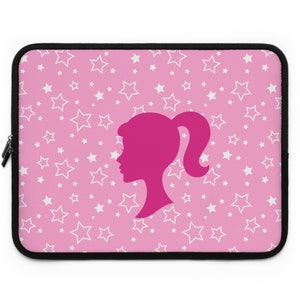 Barbie Theme Laptop Computer Sleeve, pink star kindle sleeve, iPad sleeve, holiday gifts image 1