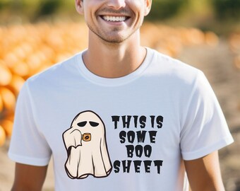 This is Some Boo Sheet, Ghost Shirt, Halloween Spirit Tee, Halloween Ghost, Halloween Coffee, Cute Ghost Shirt, Coffee Lover Tee, Ghost Tee