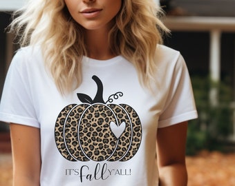 C’est l’automne, chemise citrouille, bonjour citrouille, chemise citrouille léopard, chemise citrouille guépard, chemise de Thanksgiving, saison de la citrouille, chemise d’automne