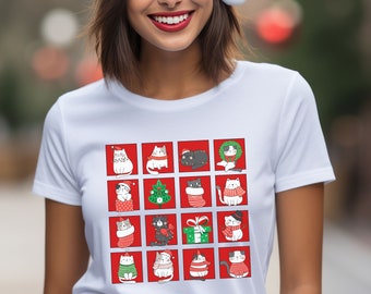 Gatos Feliz Natal, Camisa de Gato de Natal, Natal Meowy, Camisa de Gato de Natal Engraçada, Camisa de Natal de Gato, Camisa de Amante de Gato de Natal, Gatos