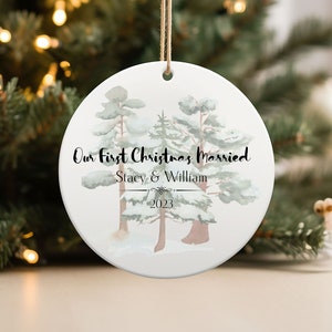 First Christmas Married Ornament, Mr and Mrs Christmas Ornament, Our First Christmas Married as Mr and Mrs Ornament, Custom Couples Ornament