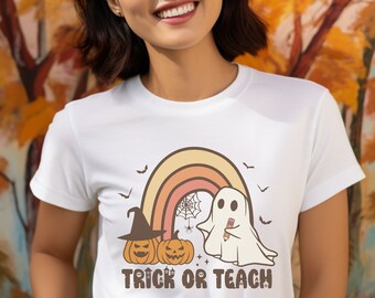 Fantasma Trick or Teach, Camicia per insegnanti, Insegnante di Halloween, Regalo per insegnanti, Regalo per insegnante, Camicia per insegnanti divertente, Camicia di Halloween, Camicia spettrale