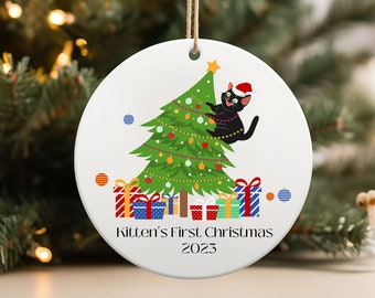 猫の初めてのクリスマスオーナメント、猫の初めてのクリスマス、カスタム猫オーナメント、パーソナライズされた猫オーナメント、クリスマスオーナメント、パーソナライズされたオーナメント