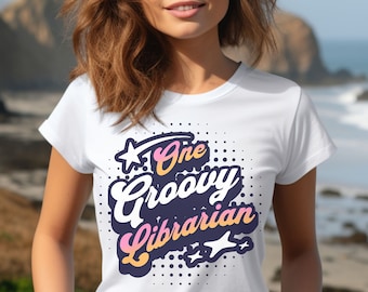 One Groovy Librarian, Cute Shirt for Librarian, Library Team Shirt, School Librarian Shirt, Library Squad Shirt, Cute School Librarian Gift