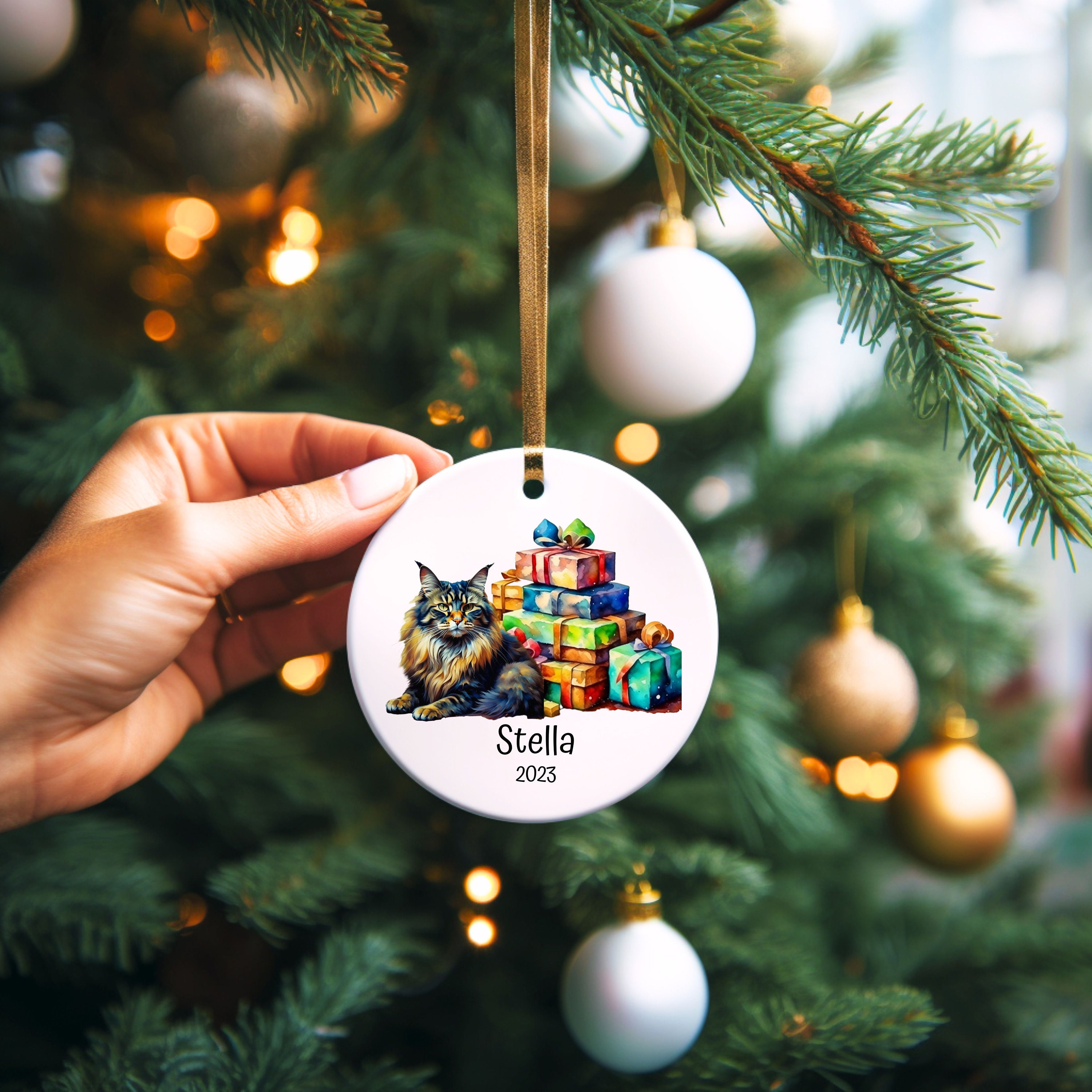 Maine Coon Cat Ornament, Maine Coon Cat, Custom Cat Ornament
