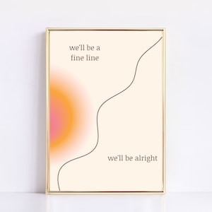 Estaremos bien afirmación positiva con aura rosa y naranja Impresión digital Descargar cartel para dormitorio, dormitorio