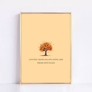 ¡Hojas de otoño cayendo como piezas en su lugar con un póster de descarga de impresión digital de árbol de otoño para dormitorio, dormitorio y más!