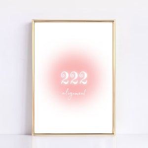 222 Anioł Numer Wyrównania Z Różowym Tłem Aury Do Sypialni, Akademika, Salonu, Biura I Nie tylko!
