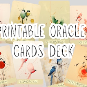 Jeu de cartes Oracle Tarot imprimable oiseaux minimalistes jeu de lecture romantique numérique outil de divination