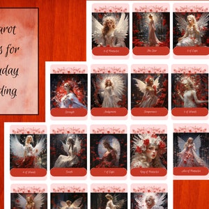 Red Fairy Printable Tarot Cards Deck Digital Romantic Magic Reading Set ...