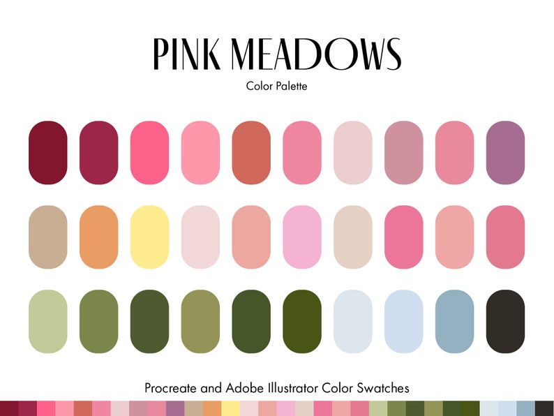 Pink Meadows Procreate Color Palette Adobe Illustrator Color Palette 30