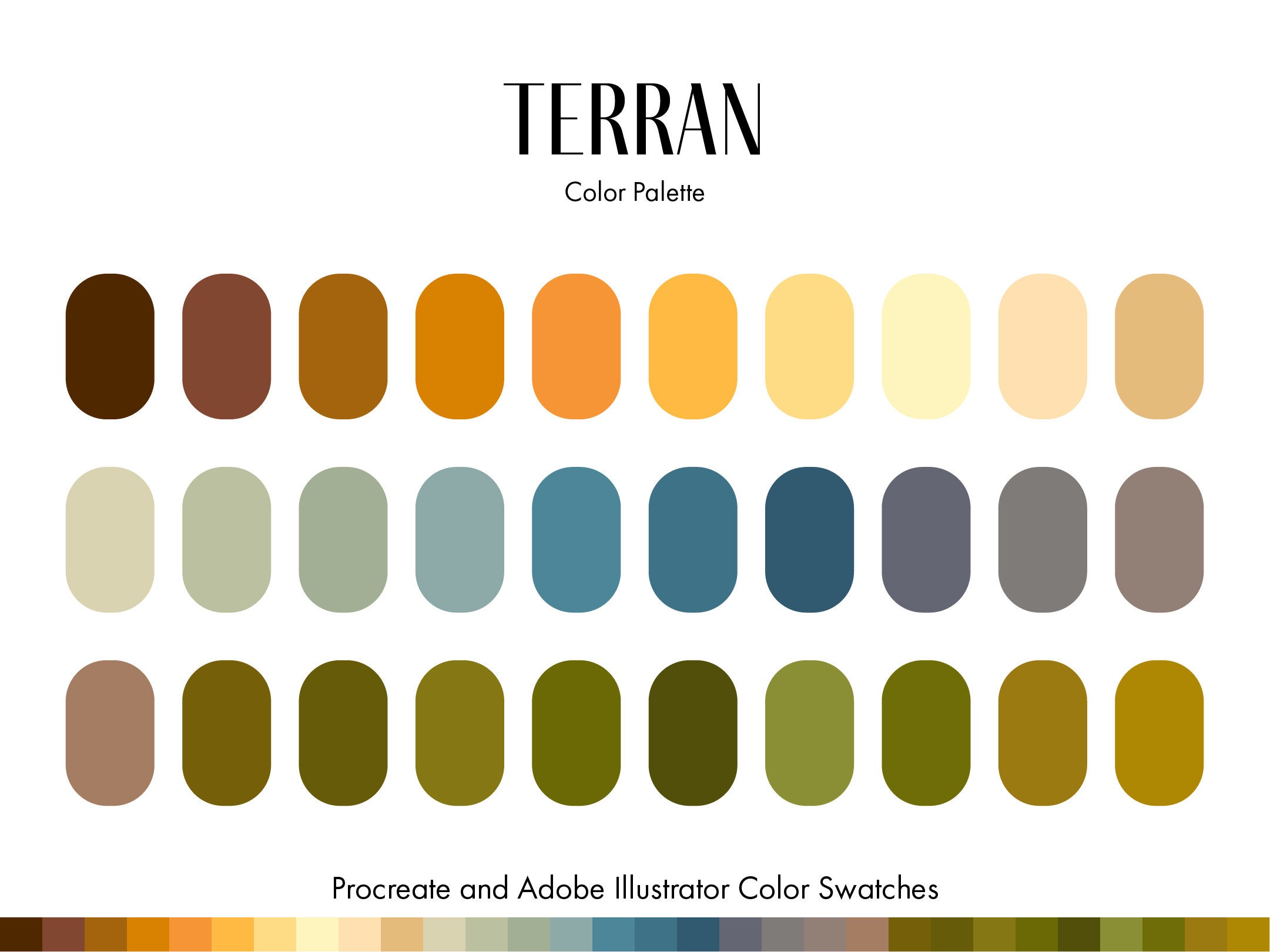 Terran Procreate Color Palette Adobe Illustrator Swatches Ase Etsy