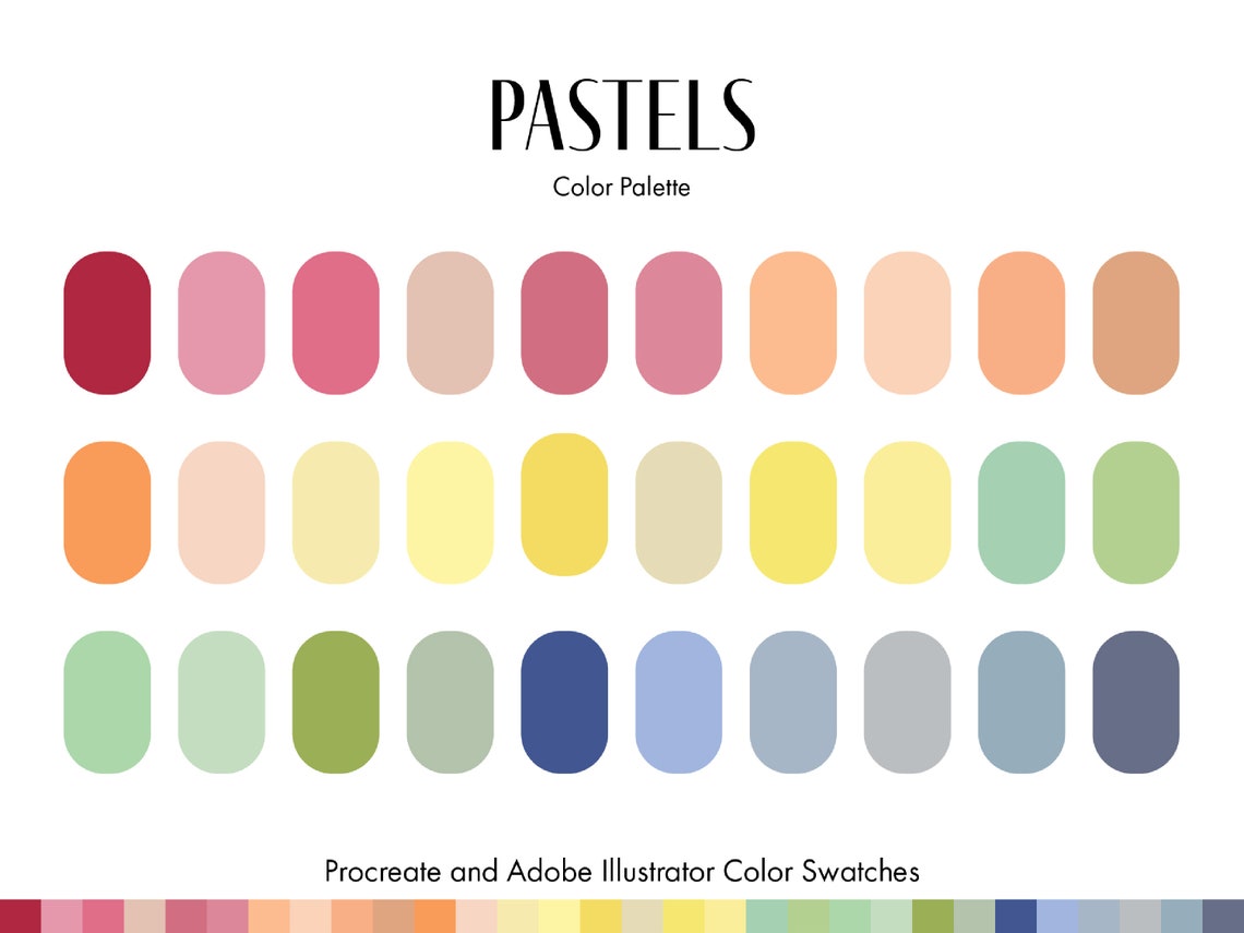 Pastels Procreate Color Palette With Hex Codes Adobe Illustrator