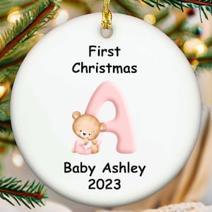 Baby Girl Ornament, Personalized Baby&#39;s First Christmas Ornament 2023, New Baby Name Ornament, Baby Keepsake, Custom Christmas