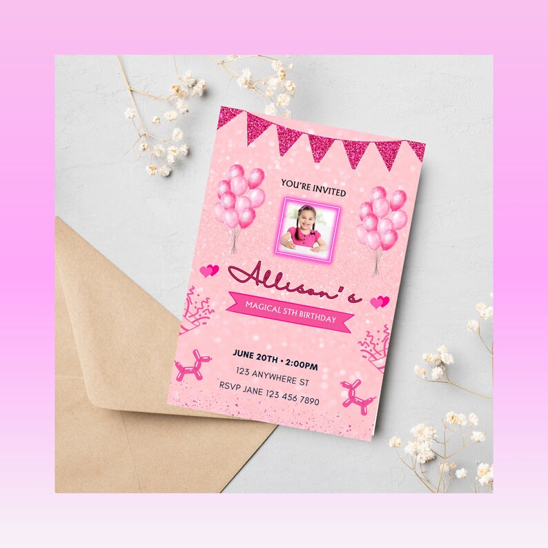 Editable 5th Birthday Invitation, 5th Birthday Invite Template, 5th ...