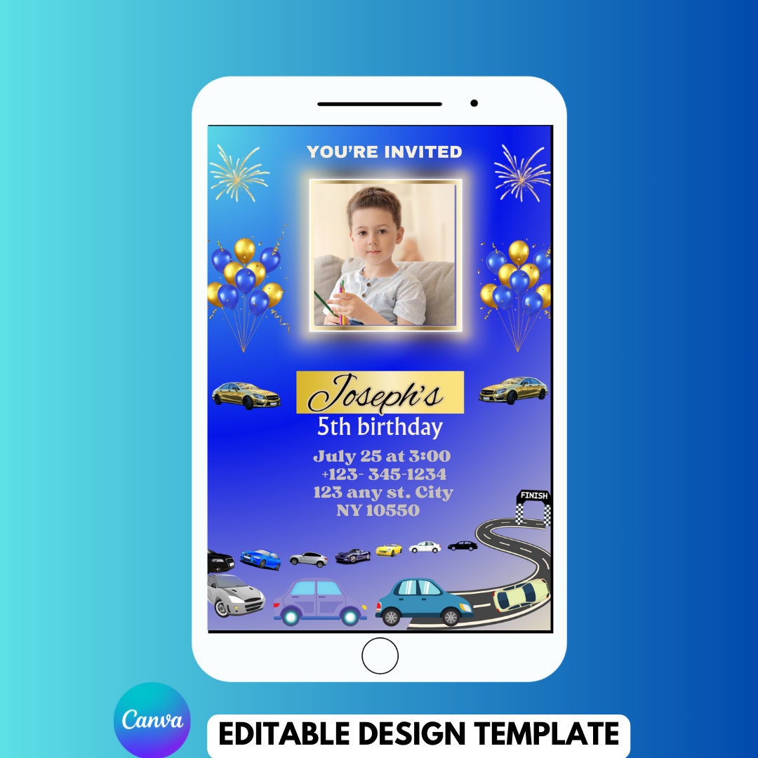 5th Birthday Invitation Boy Editable 5th Birthday Invitation - Etsy