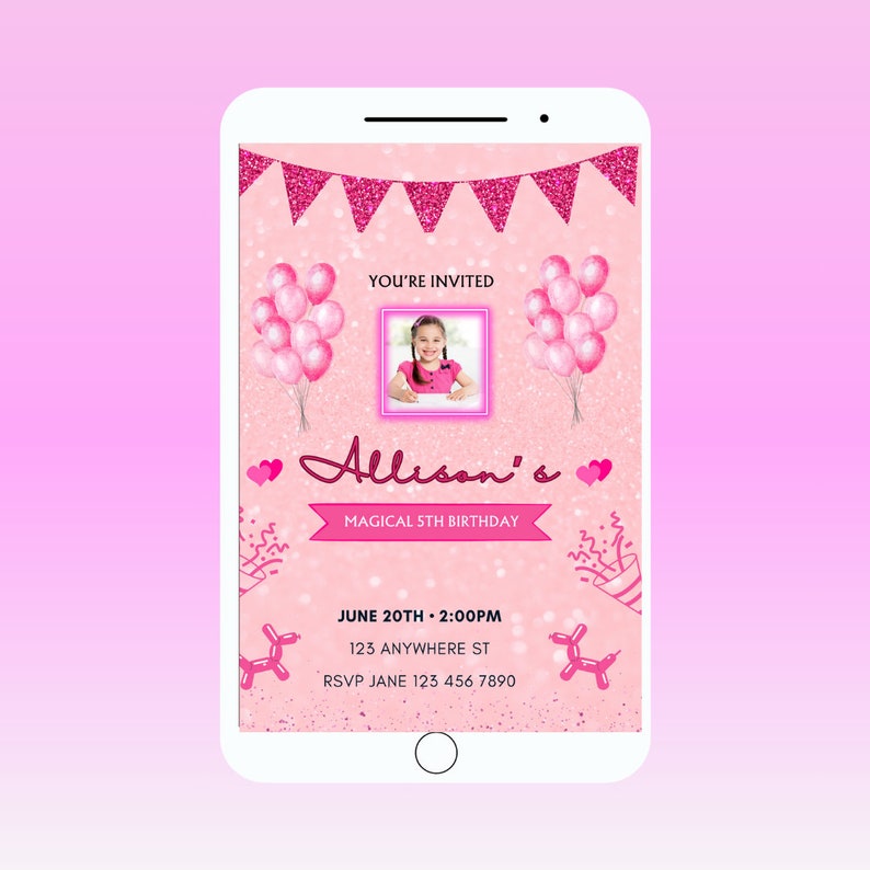 Editable 5th Birthday Invitation, 5th Birthday Invite Template, 5th ...