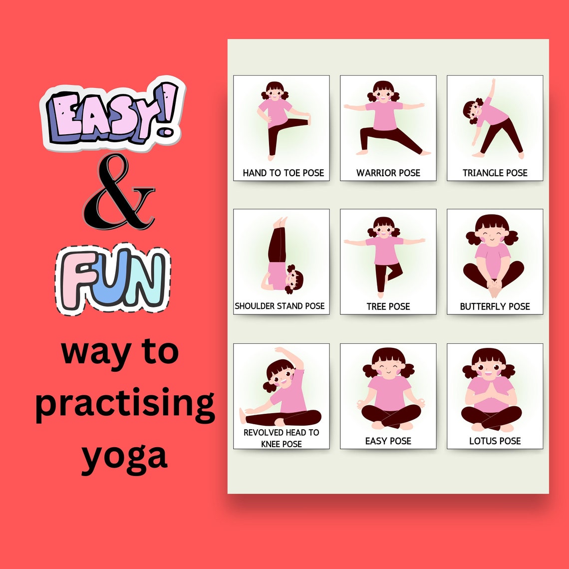 Children's Yoga Poses, Printable Kids Yoga Cards, Yoga Learning Tools, Yoga for Kids Activity ...