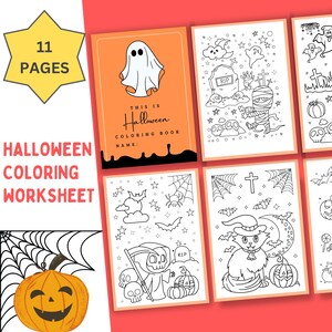 Printable Kids Halloween Coloring Pages, Children&#39;s Halloween Activity Resource, Fun and Spooky Halloween Coloring Sheet, Instant Download